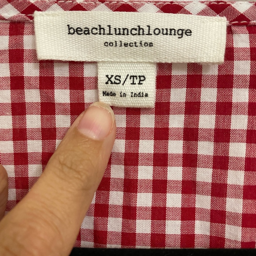 Red Gingham Ruffle Sleeve Blouse - Picture 4 of 5